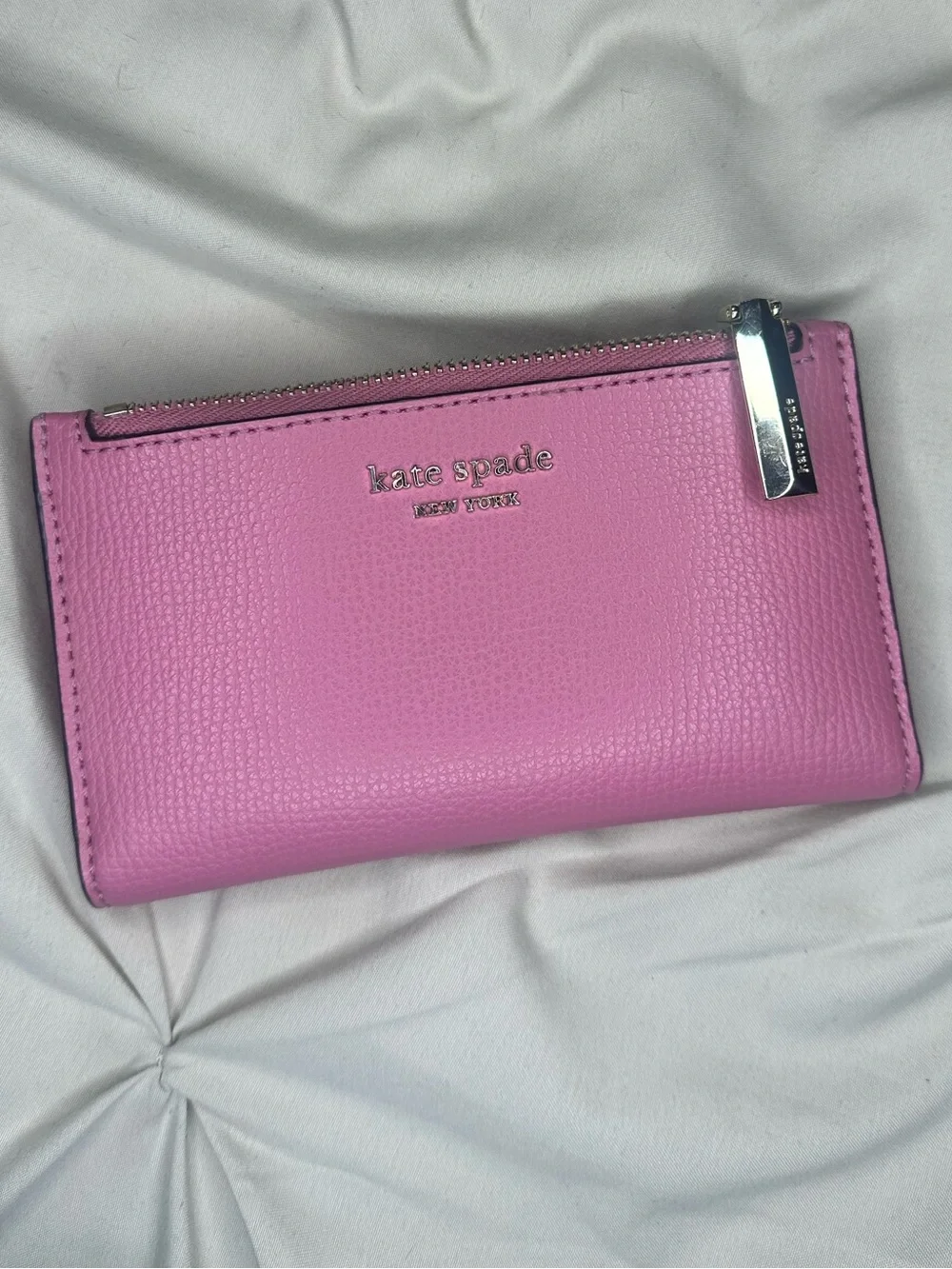 kate spade Pink Pebbled Leather Zip Wallet